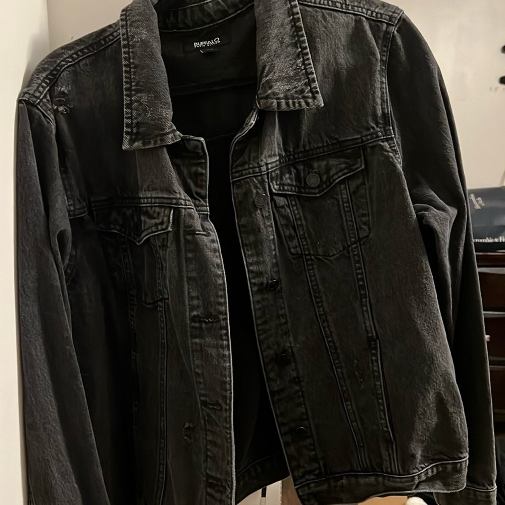 Black faded denim jacket